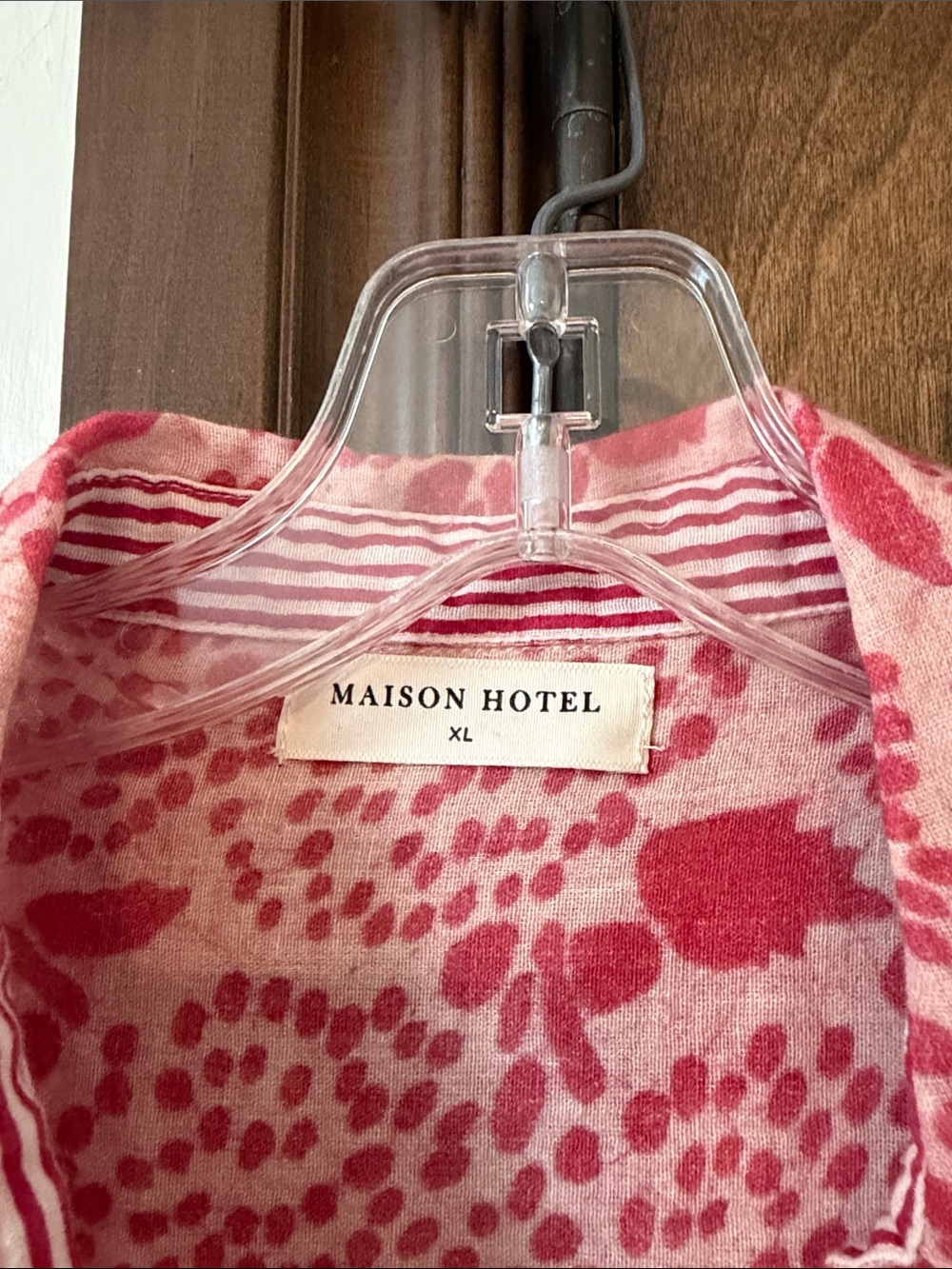 Maison Hotel Rose-Pink Printed Button-Down Blouse - Picture 2 of 6